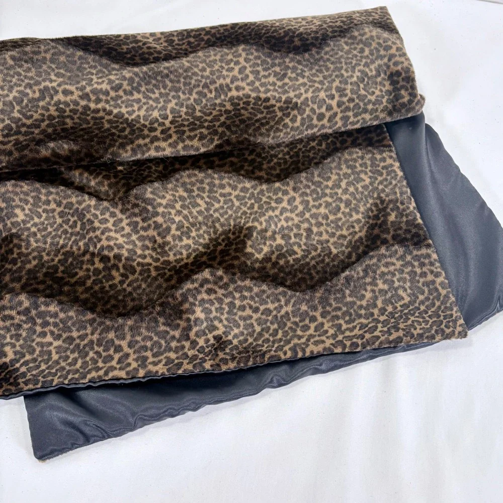 Leopard Print Faux Fur Shawl Wrap Scarf Lined Black Satin Handmade Lush Mob Wife
